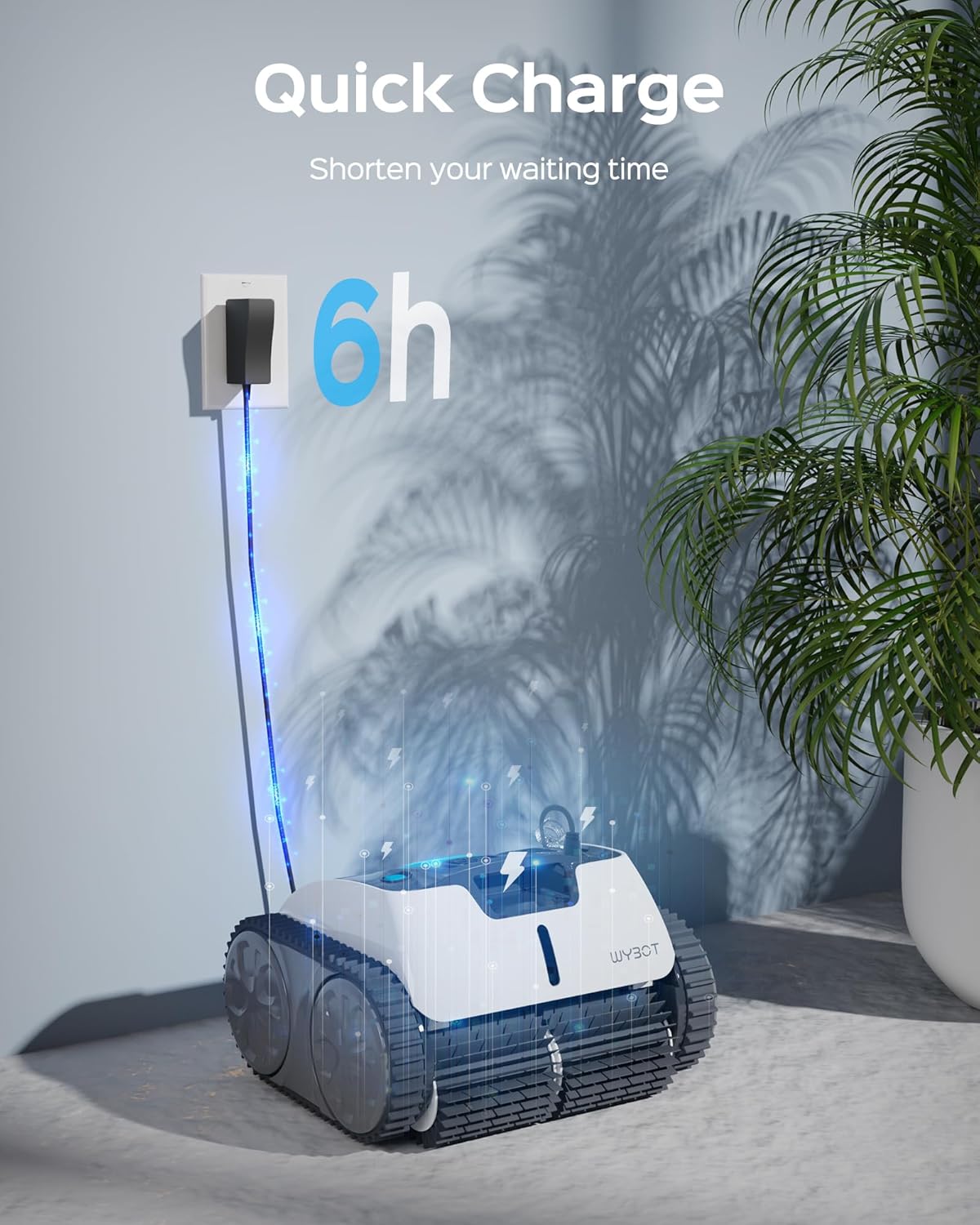 WYBOT Poolroboter Akku 120 Minuten für Boden,Wasserlinie,und Wandreinigung mit Dreifachmotor