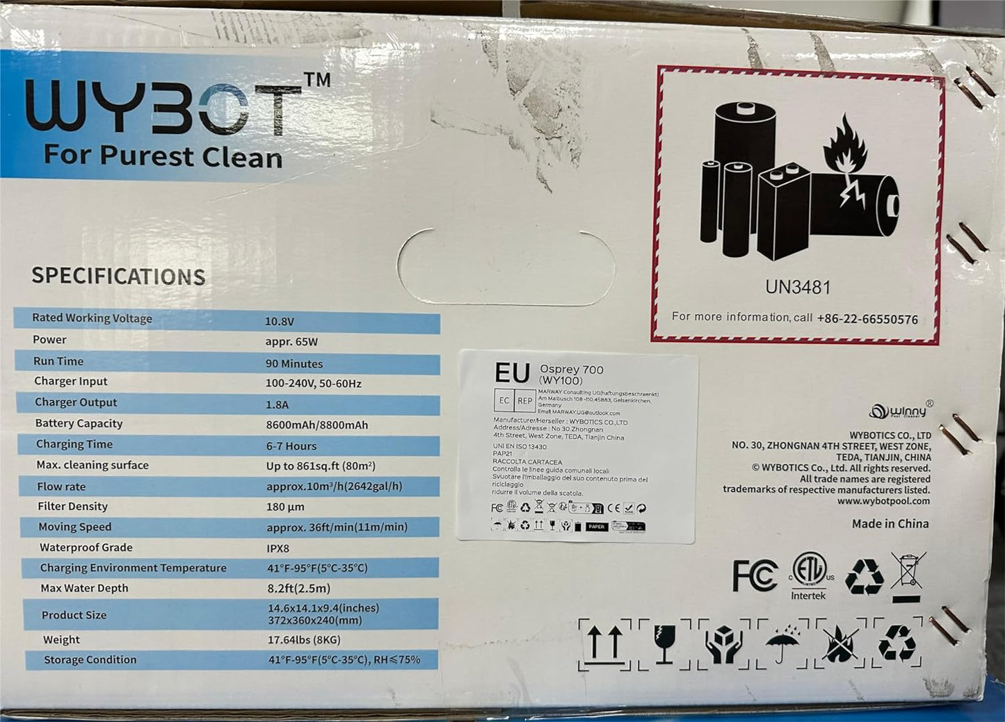 WYBOT Poolroboter Akku 120 Minuten für Boden,Wasserlinie,und Wandreinigung mit Dreifachmotor,Poolsauger Akku Kabellos