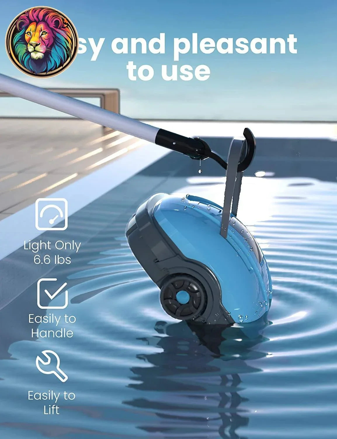 Poolroboter, Poolsauger Akku mit Dual-Motor, Selbstparken, Starke Saugkraft, Aut